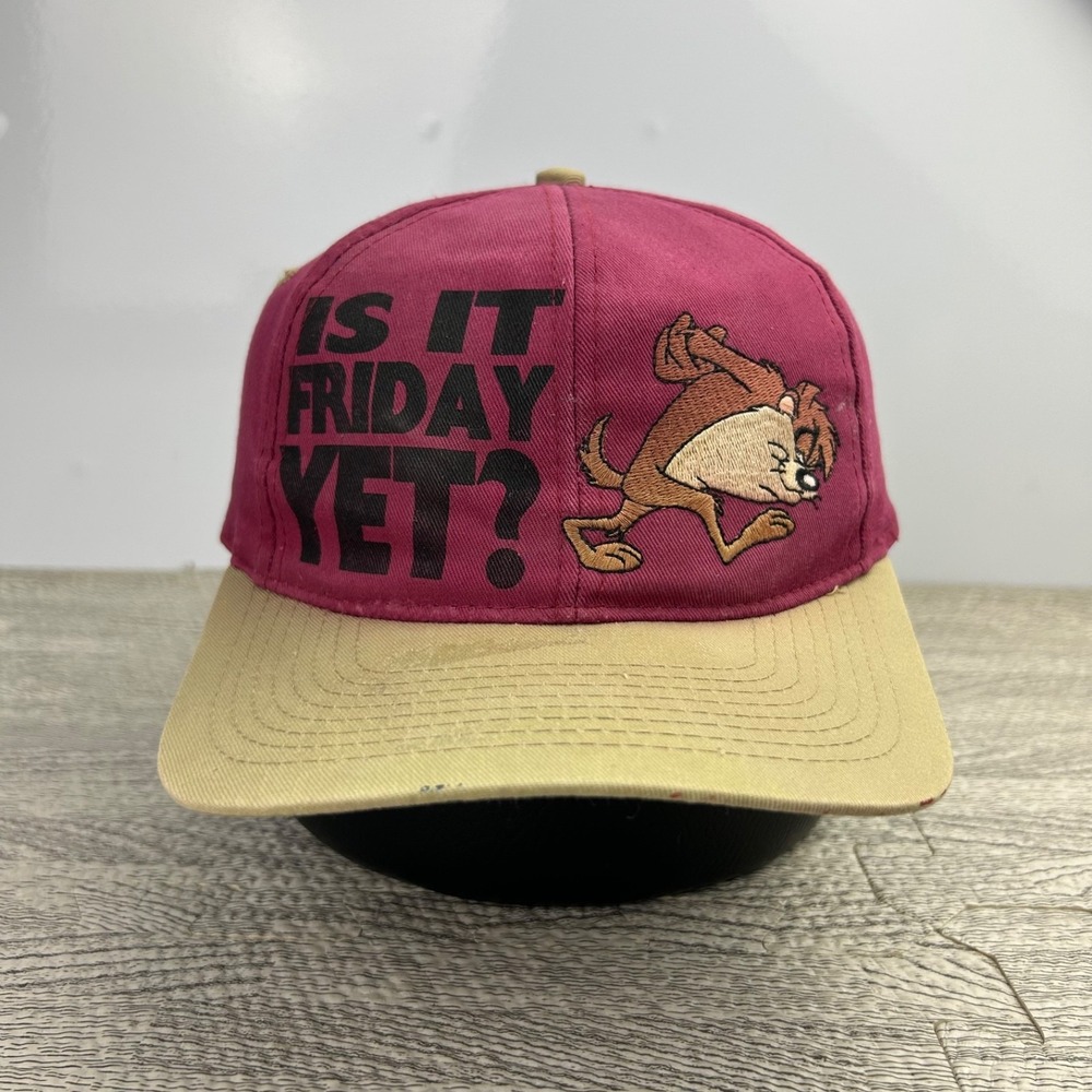 Vintage 90s Looney Tunes Taz Hat Cap Snap Back Adjustable Red Is It Friday Adult